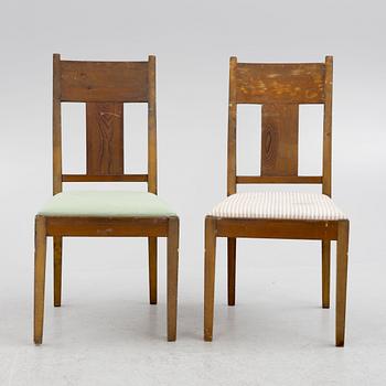 Carl Westman, a pair of stained pine chairs, Sweden ca 1910.