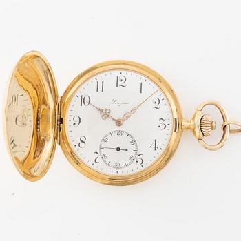 Longines, fickur, savonett, 18K guld med kedja, 52 mm.
