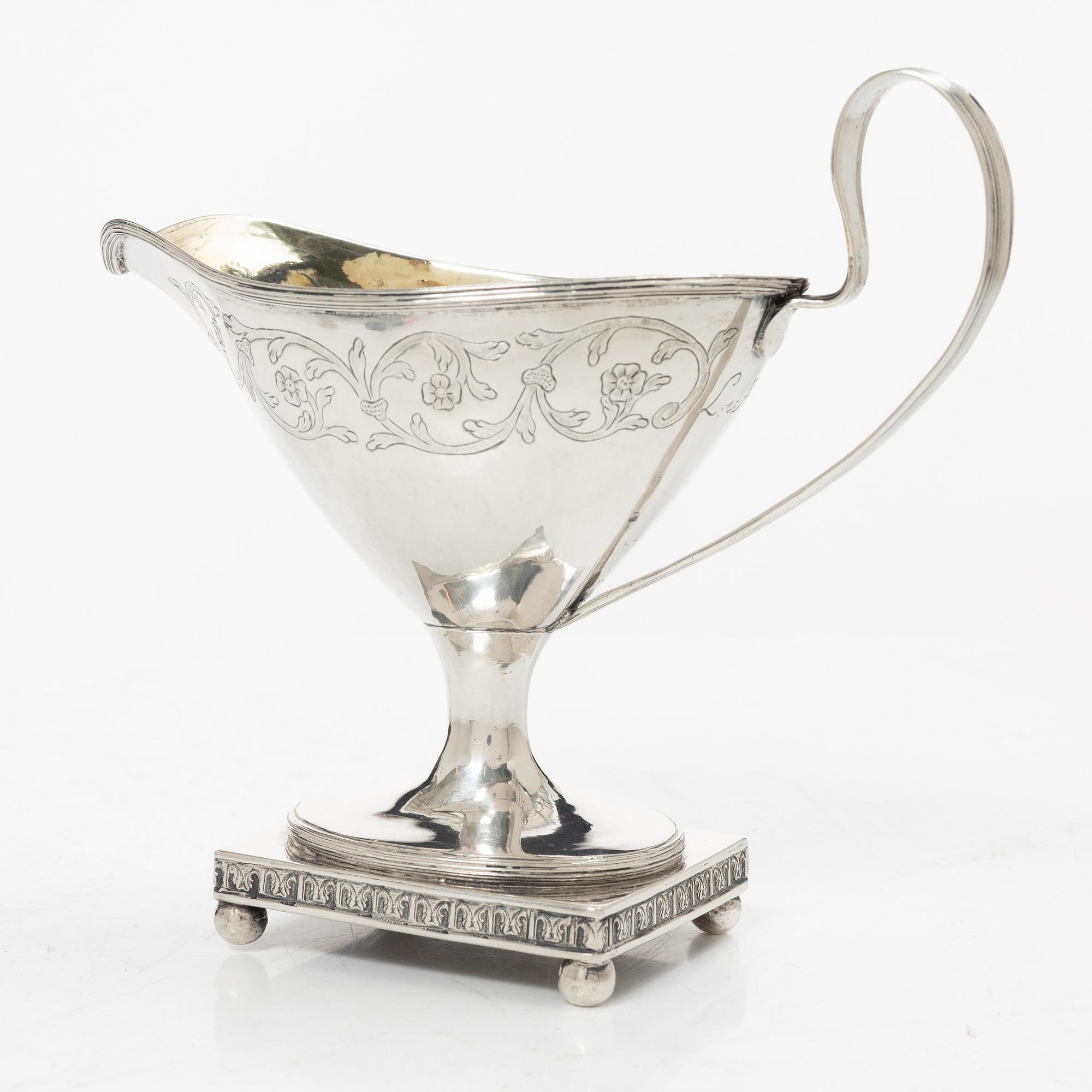 A Swedish late 18th century parcel-gilt silver creamer, mark of Johan Wilhelm Zimmerman, Stockholm 1798.