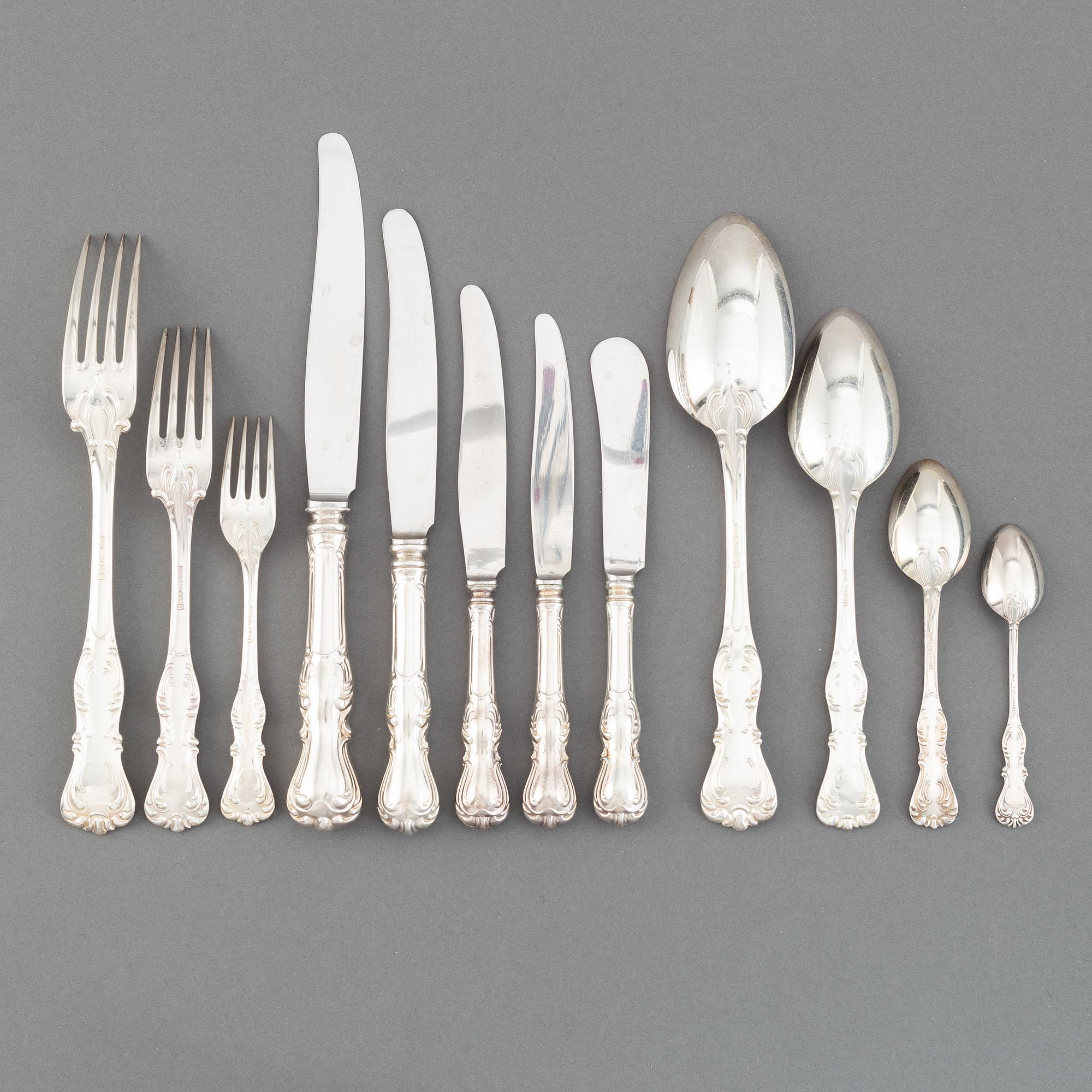 CG Hallberg, besticksuppsättning, 179 delar, silver, "Prins Albert", Stockholm, bl a 1948.