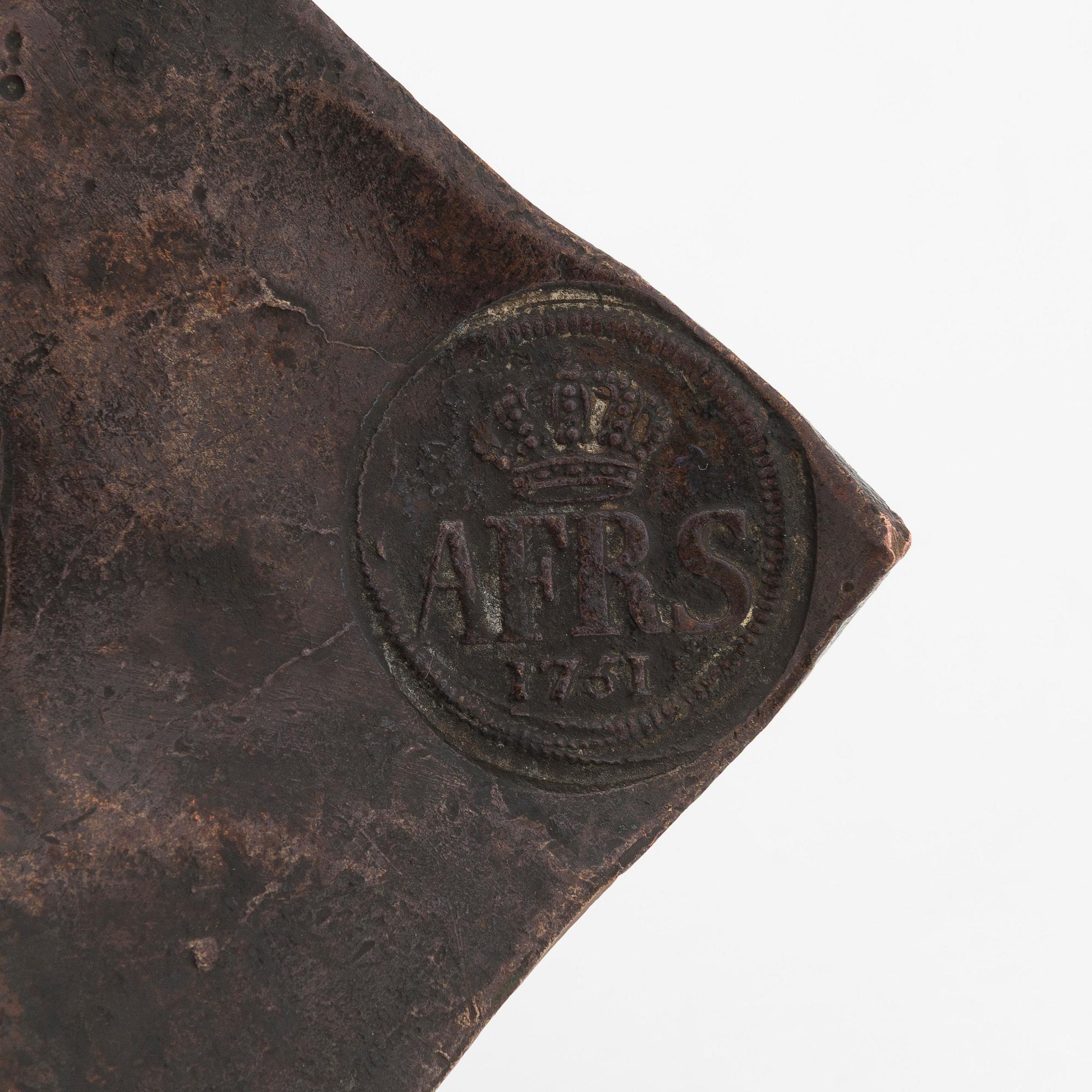 Plooturaha, Adolf Fredrik, 1/2 taaleria, kuparia 1751.