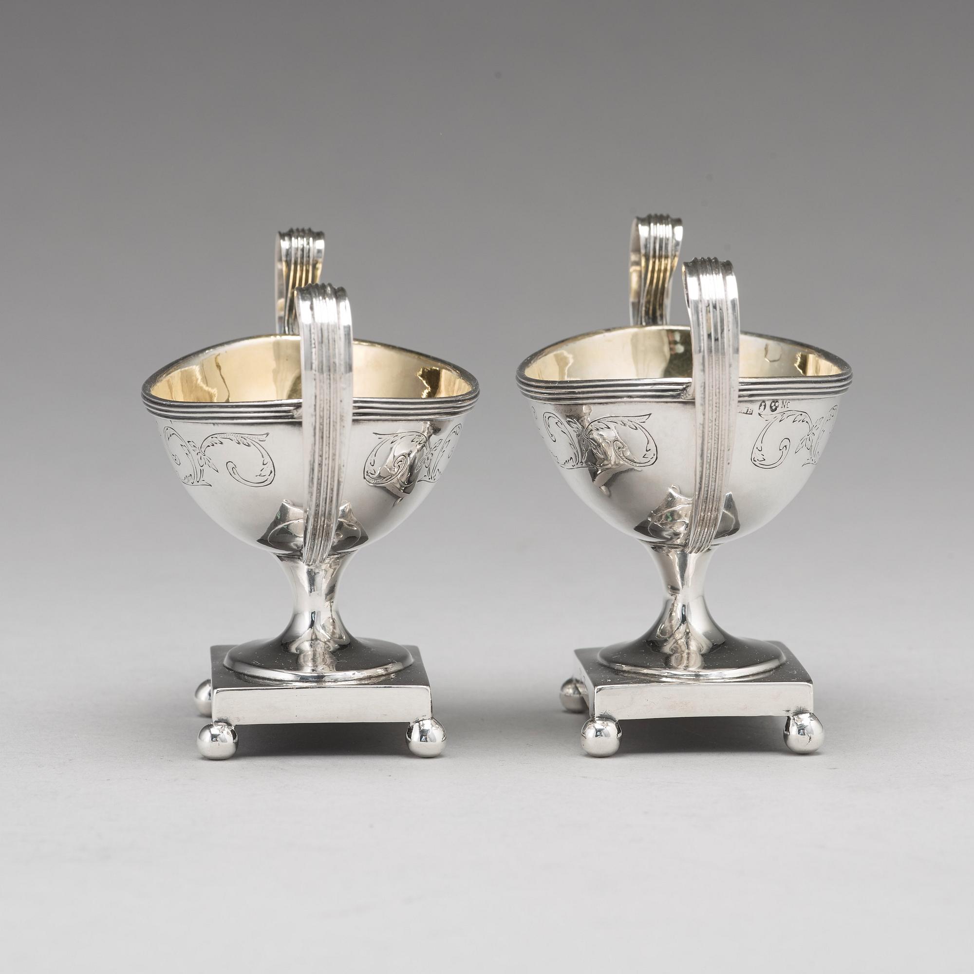Mikael Nyberg, saltkar, ett par, silver, Stockholm 1795, Gustavianska.