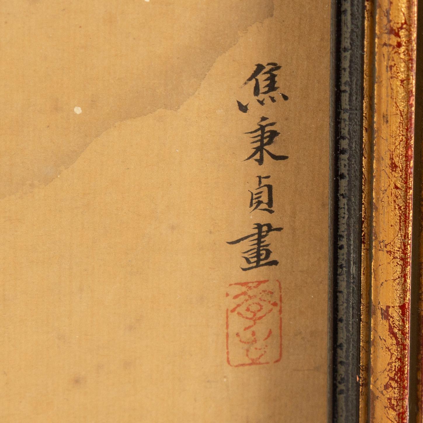 A Japanese painting, ink and colour on paper, late 19th century.