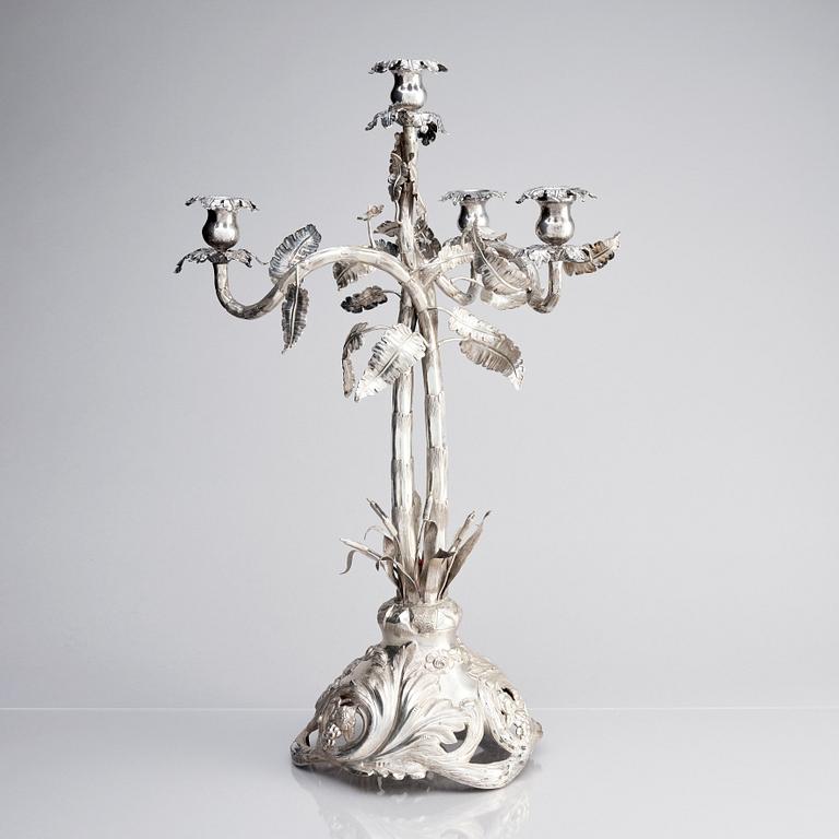 A Swedish 19th century silver candelabra, mark of Pehr Fredrik Palmgren, Stockholm 1862.
