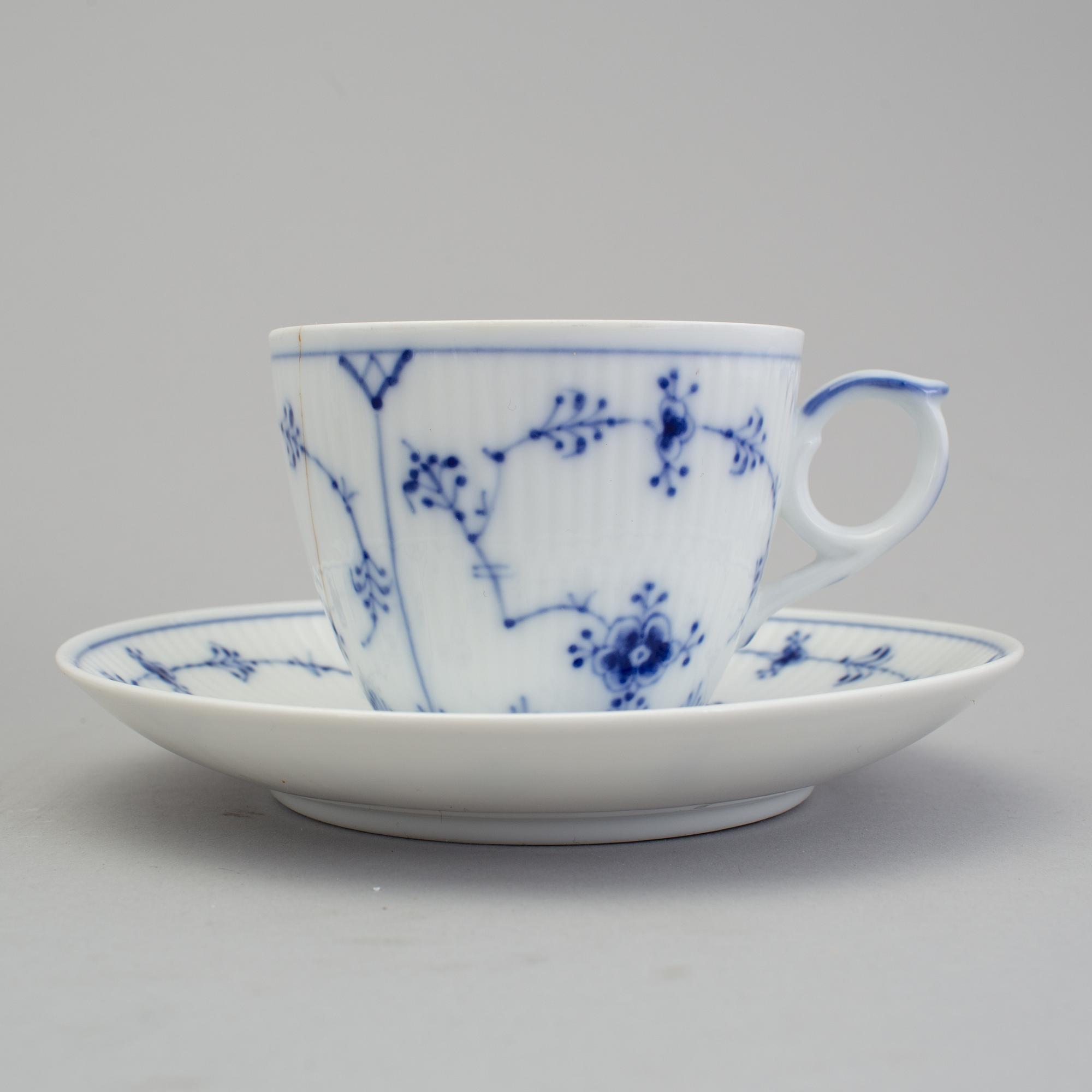 KAFFESERVIS, 18 delar, porslin, "Musselmalet", Kunglig Dansk, Danmark, 1900-tal.