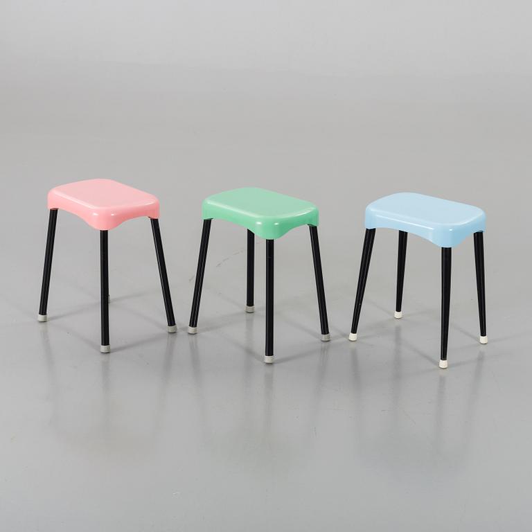 3 Italian plastic stools, Plastic Press Milano, 1950s-60s.