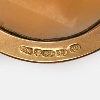 Rintakoru / riipus, kamee, 14K kultaa, Suomi 1952.