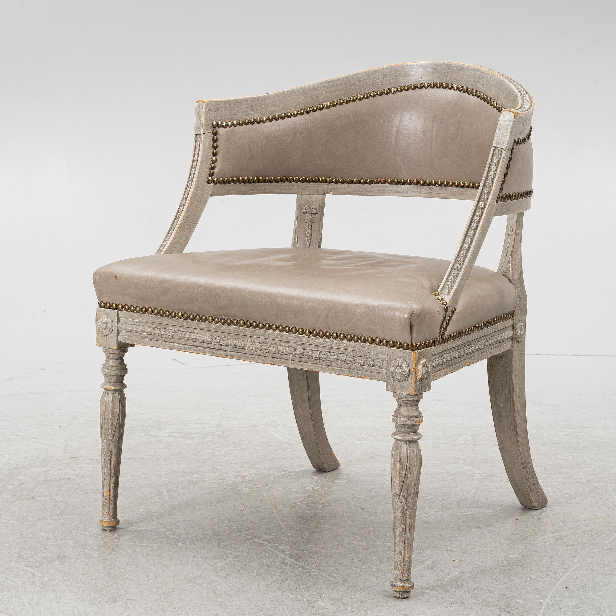 A late Gustavian style armchair, early 20th Century.