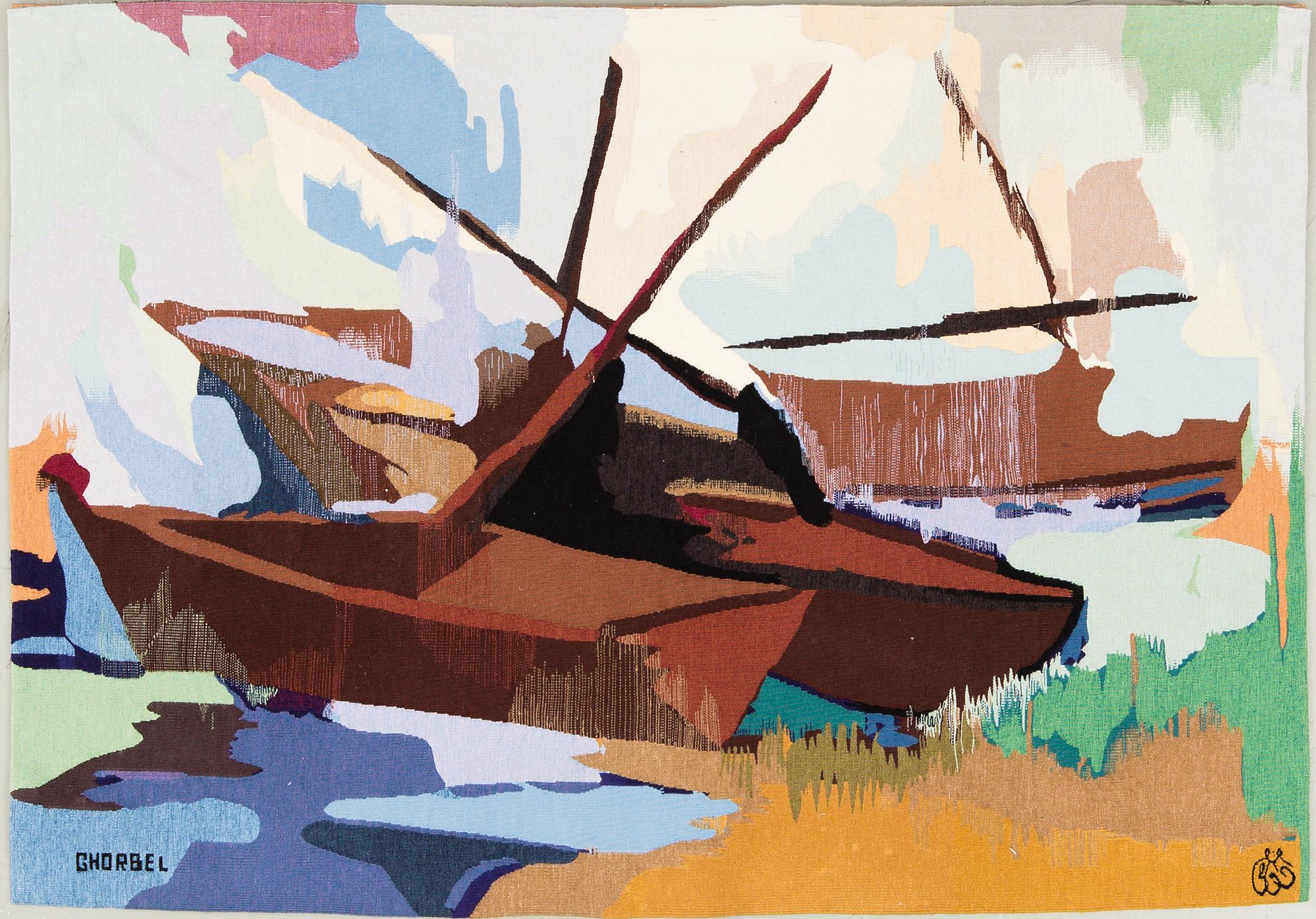 VÄVD TAPET. Gobelängteknik, signerad  Ghorbel. Sannolikt Marocko, ca 101 x 141 cm.