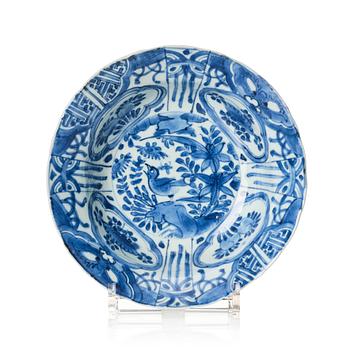 A blue and white kraak dish, Ming dynasty, Wanli (1572-1620).