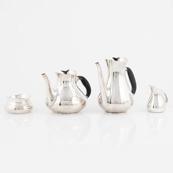 Hans Bunde, kaffe- och teservis, nysilver, 4 delar, Cohr, Danmark 1950-tal.