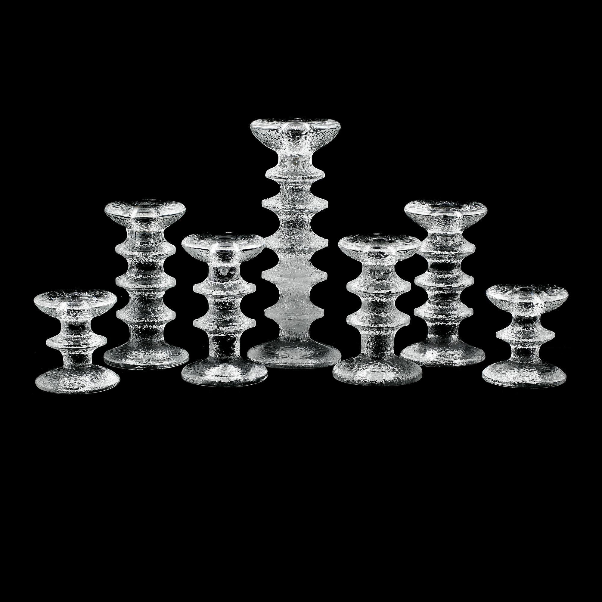 LJUSSTAKAR, 7 st, glas, "Festivo", Timo Sarpaneva, Iittala.
