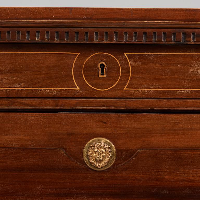 A late Gustavian mahogany secretaire attributed to J. F. Wejssenburg the Elder (master in Stockholm 1795-1837).