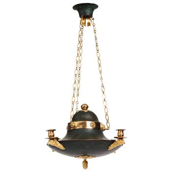 83. A Swedish Empire 19th century four-light hanging-lamp.