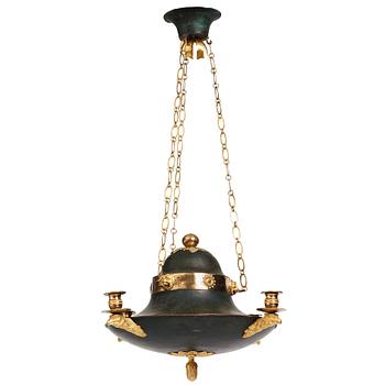 83. A Swedish Empire 19th century four-light hanging-lamp.