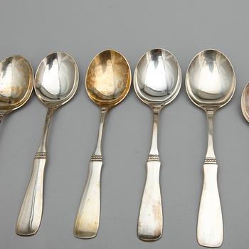 BESTICKSERVISDELAR, 38 st, silver ,"Uppsala" MGAB Linköping, främst 1960-tal. Total vikt ca1200 gram inklusive knivblad.