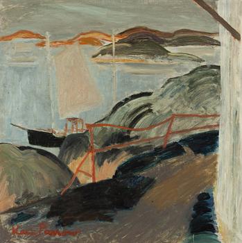 Karin Parrow, Kustbild med segelbåt.