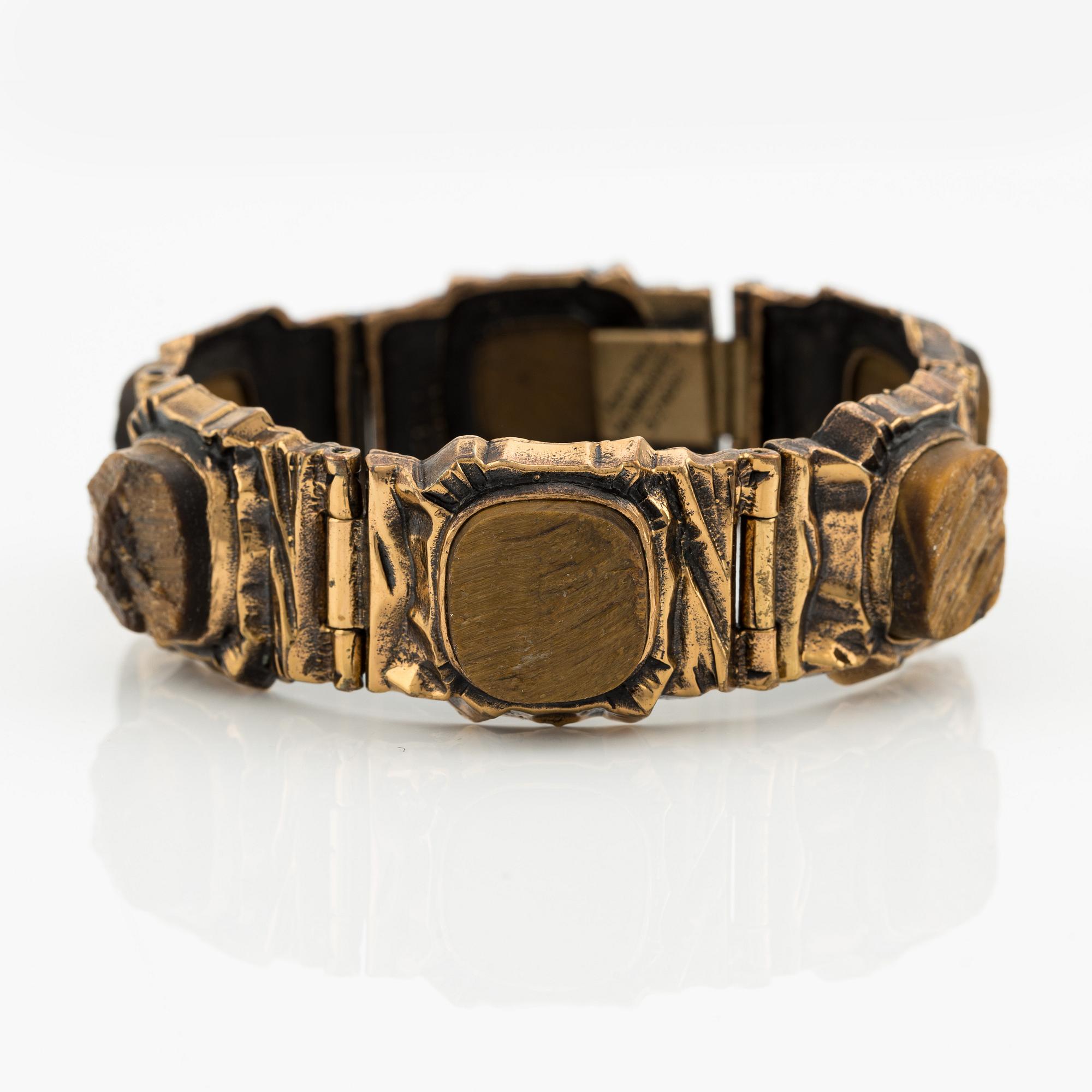 Pentti Sarpaneva, armband och ring, brons och tigeröga.