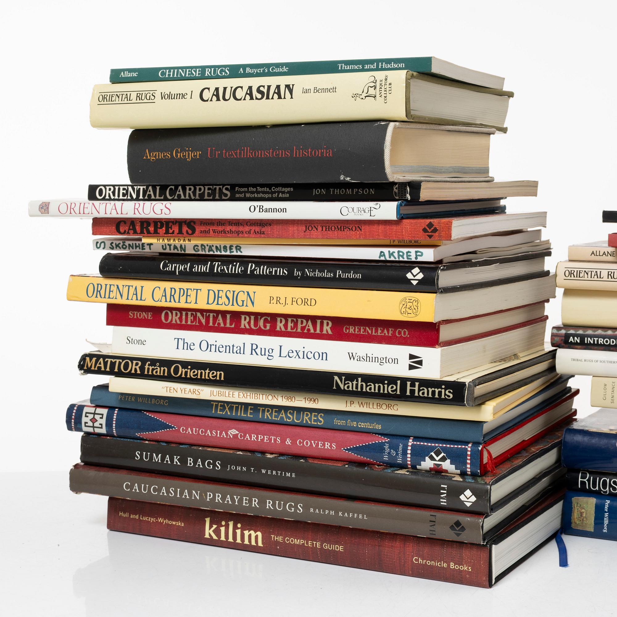 A collection of books and international auction catalogs, several volumes, including Charhar Mahal - Bakhtiari, by Peter Willborg.