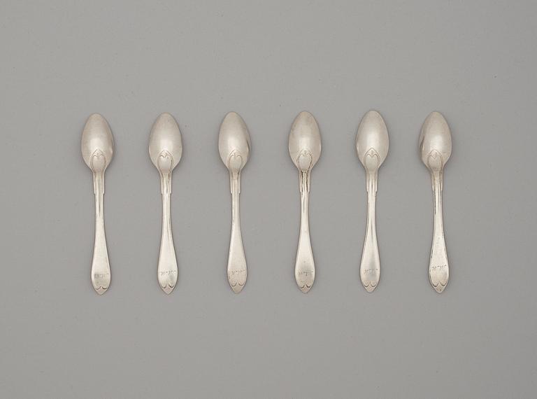 TESKEDAR, 6 st, av Christian Silow, Malmö 1803.