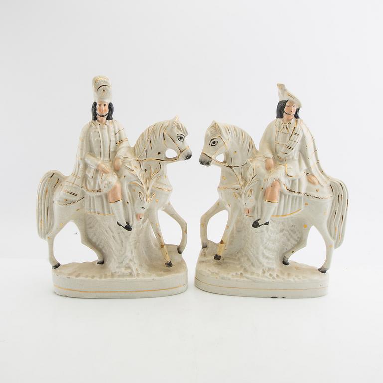 Eight Staffordshire-type figurines, England, early 20th Century.