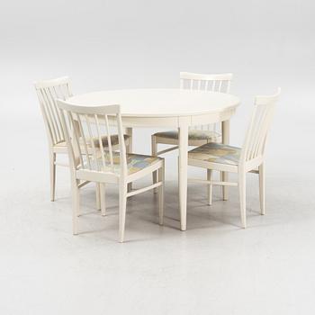 Carl Malmsten, a dining table with four chairs, 'Herrgården', Bodafors, second half of the 20th century.