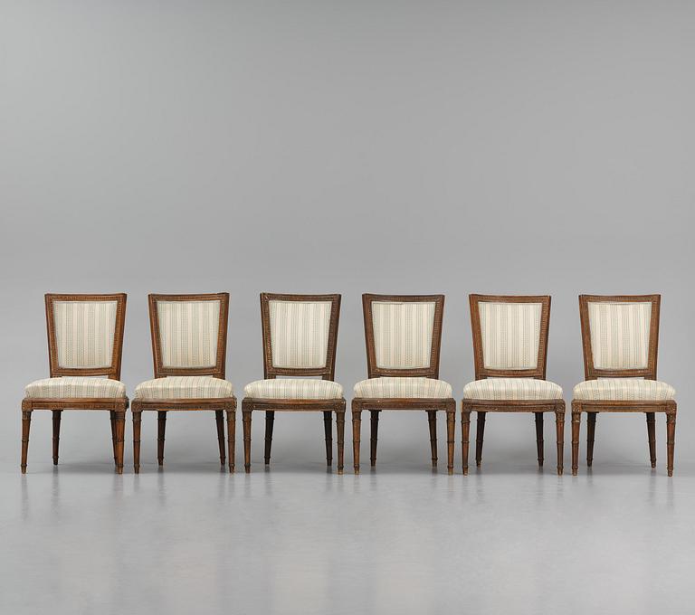 A set of six late Gustavian chairs by E. Ståhl (master in Stockholm 1794-1820).