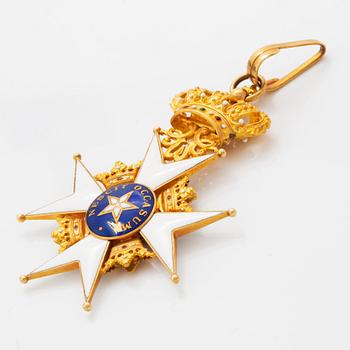 Order of the North Star, two commander's crosses. Gilt silver and enamel.