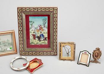 PARTI FOTORAMAR, 9 st, trä, metall, mest 1800-1900-tal.
