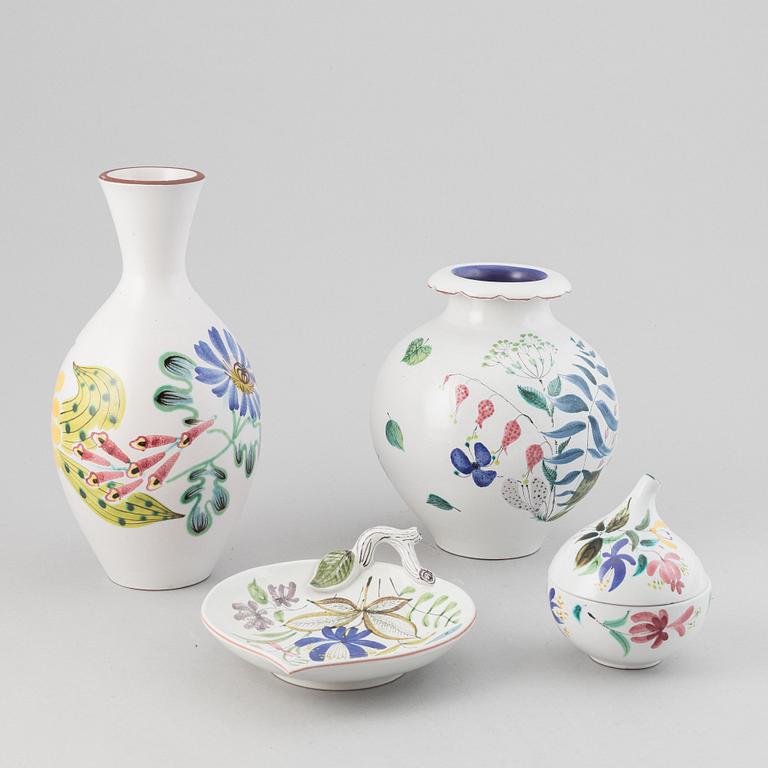 Stig Lindberg, a set of four faience pieces, Gustavsberg Studio, Sweden.