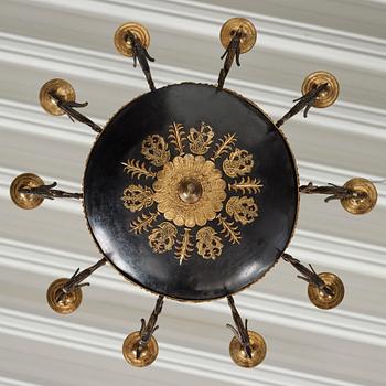 A presumably from Åbo Empire 19th century ten-light hanging lamp.