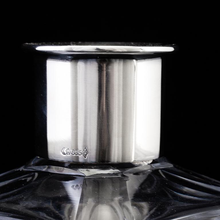 A mid 20th century glass and silver decanter, Germany.