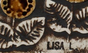 VÄGGPLAKETTER, 3 st, stengods, Lisa Larson, Gustavsberg.