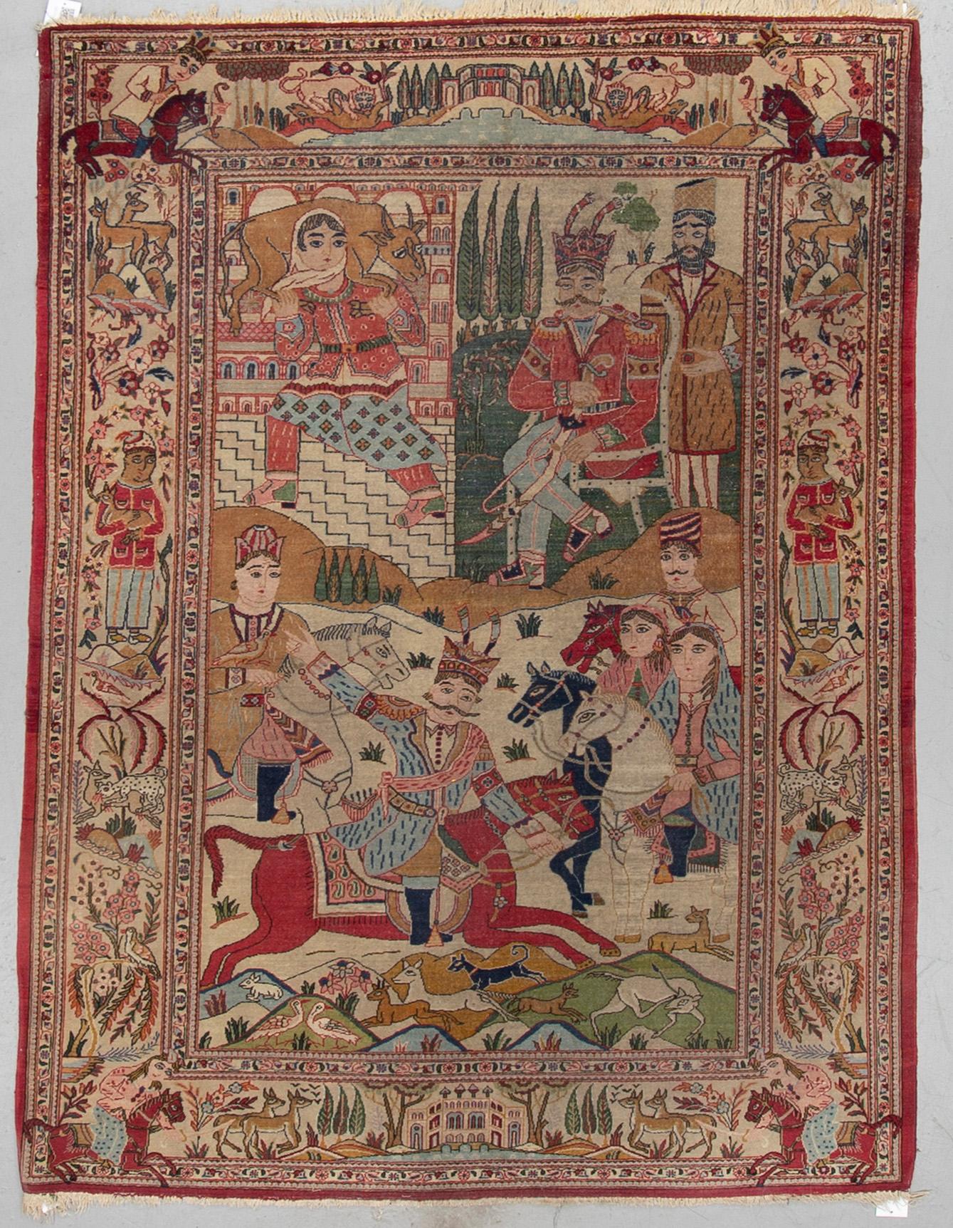 MATTO, a semi-antique Kashan figural, ca 201-205 x 141,5-142,5 cm.