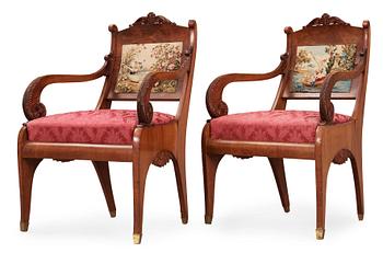 A pair of Russian late Empire 1830/40's armchairs.