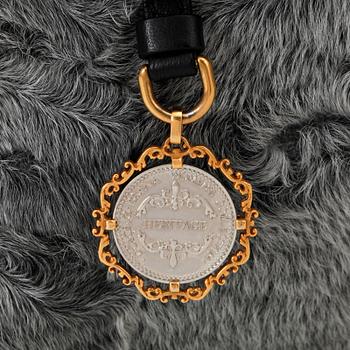DOLCE & GABBANA, a gray shearling flap bag, "Miss Sicily".
