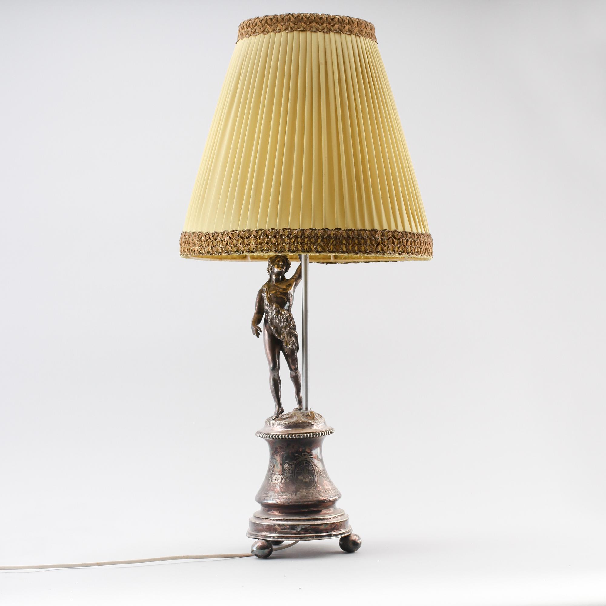 BORDSLAMPA, nysilver, Palmgren, omkring år 1900.
