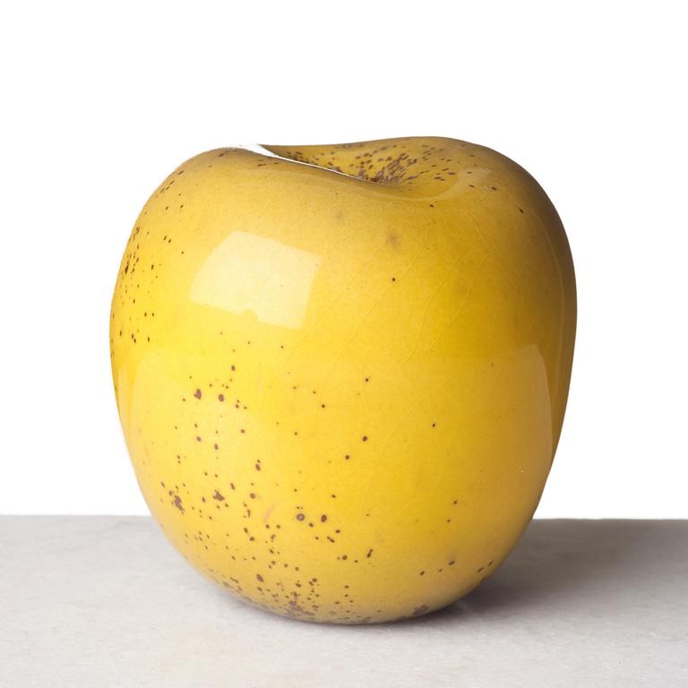 Hans Hedberg, a faience sculpture of an apple, Biot, France.