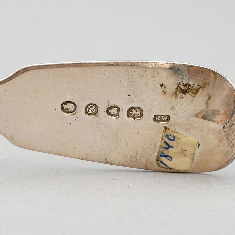 MATSKEDAR, 10 st, silver, mest London och 1800-tal. Tot ca 680 gram.