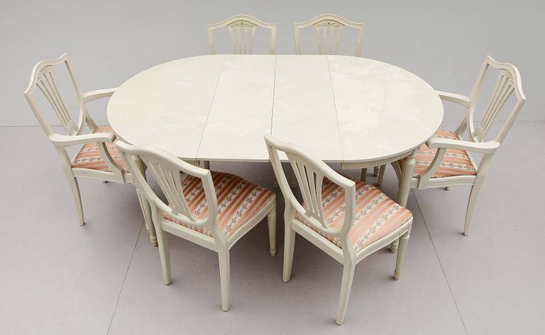 MATGRUPP, 7 delar, gustaviansk stil, 1900-talets andra hälft.