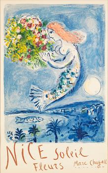 Marc Chagall, färglitografi, 1962, tryckt av Mourlot, Paris, utgiven av Commisariat Géneral au Tourisme, Paris.