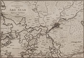 KARTTA, Belägenheten omkring Åbo stad, utgiven av N.W.Werming 1808.