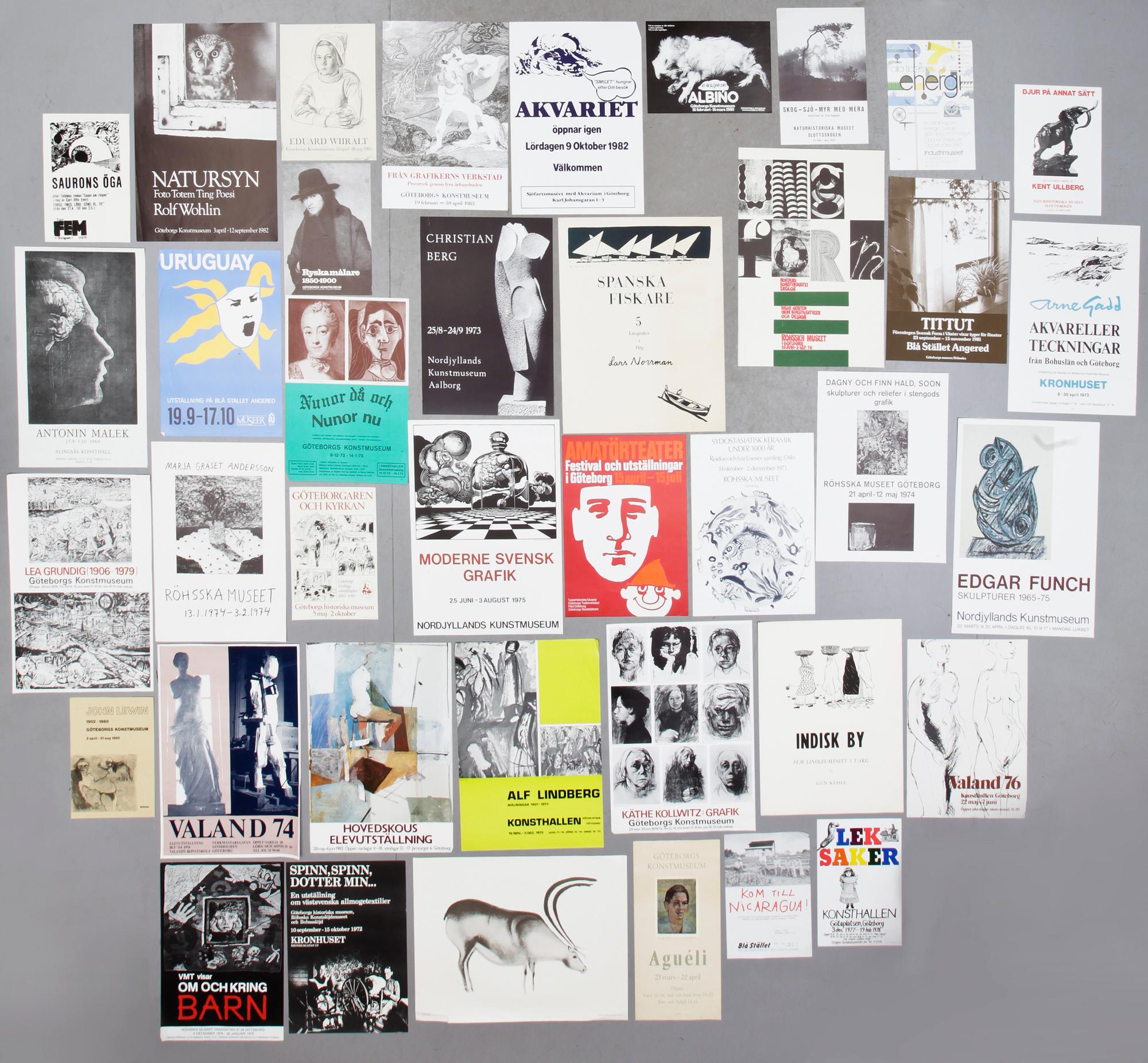 PARTI UTSTÄLLNINGSAFFISCHER, ca 30 st. 1900-talets andra hälft.