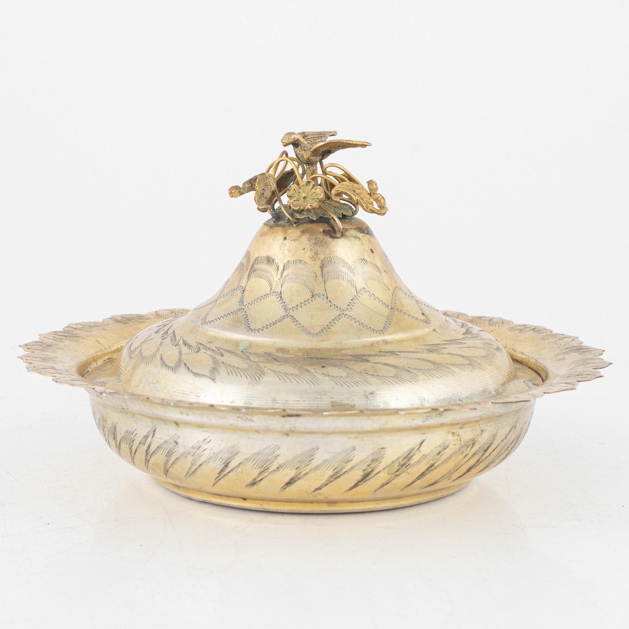 Konfektskål, förgyllt silver 800, Turkiet, 1900-talets första hälft.