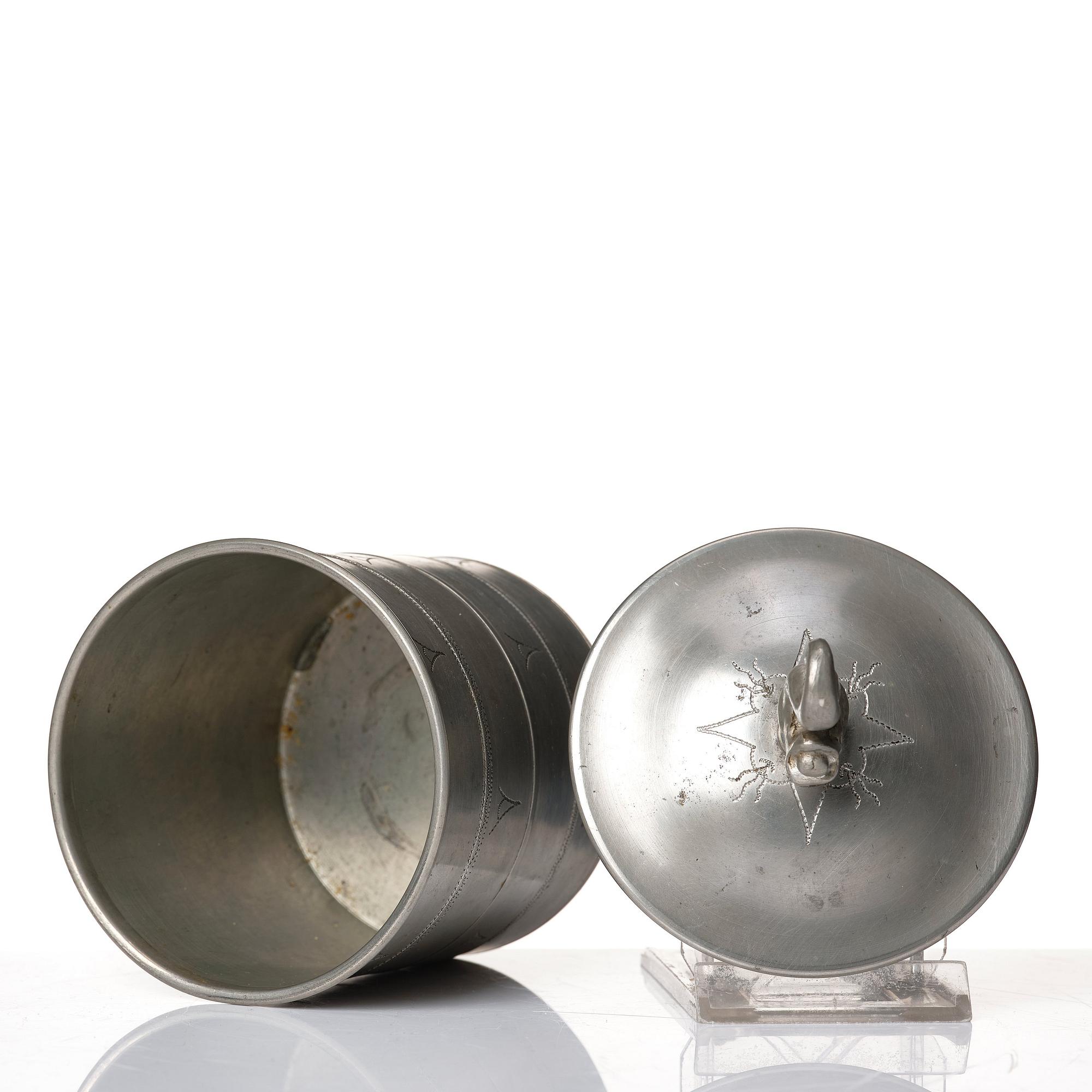 Estrid Ericson, a lidded pewter jar, Svenskt Tenn, Stockholm 1925, model A 42.