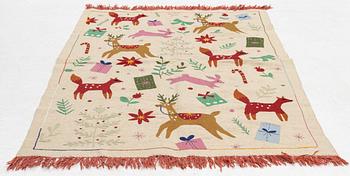 A hand-embroidered Kilim rug, c. 185 x 125 cm.