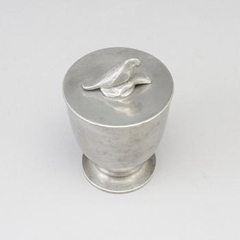 A lidded pewter jar from Svenskt Tenn, Stockholm, 1929.