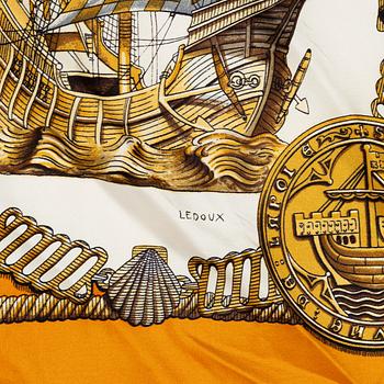 Hermès, two scarves "Nefs d'Or" and "Etriers".