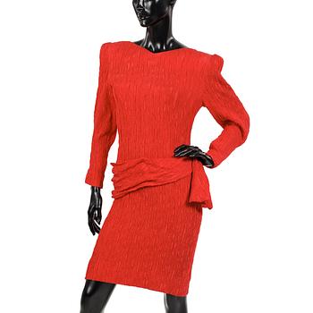LANVIN, a red silk dress, 1980s.