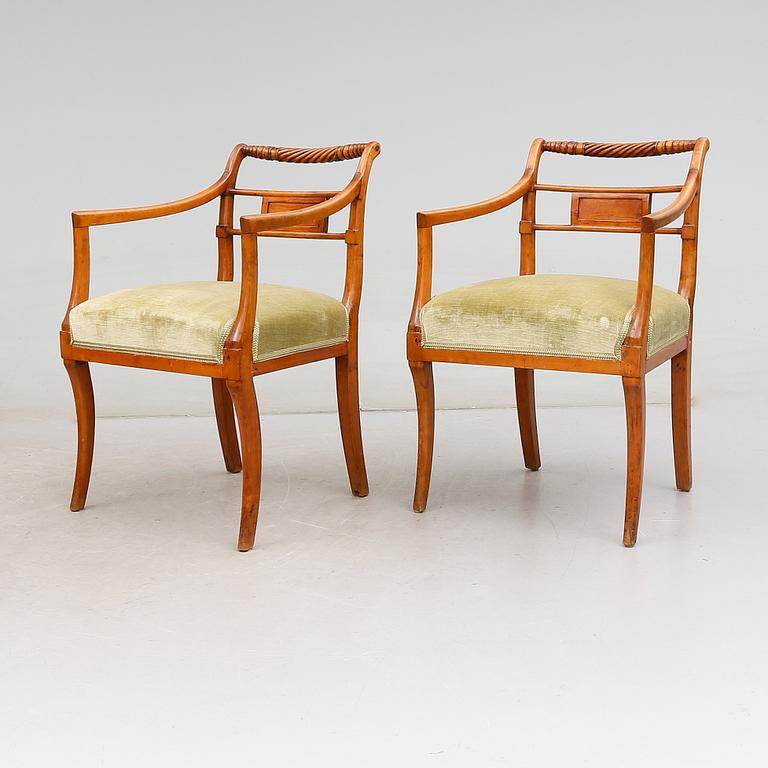 KARMSTOLAR, 1 par, senempire, 1800-talets mitt.